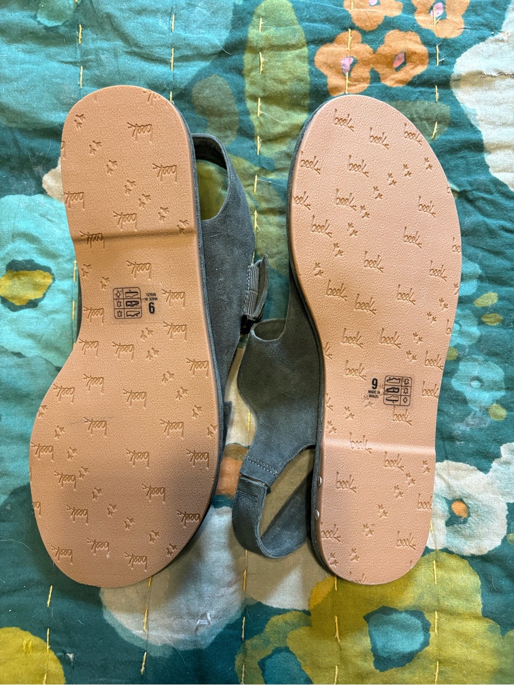 beek Kids Suede Double-Buckle Sandals in Slate Blue with Gold Buckles - Picture 4 of 5